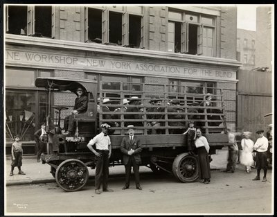 Truckload of Blind Men Ready to Depart for a Picnic from the Bourne Memorial Building, New York by Byron Company